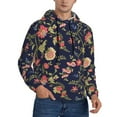 thumbnail image 2 of Pofeuu Flower Print Mens Casual Hooded Collar Drawstring Hoodies Pullover Sweatshirts Casual Long Sleeve Shirts-3X-Large, 2 of 7