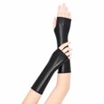 thumbnail image 5 of Unique Bargains 1 Pair Party Gloves Elegant Patent Leather Fingerless Short Style Long Opera Party Gloves 9.06"x3.54" Black, 5 of 5