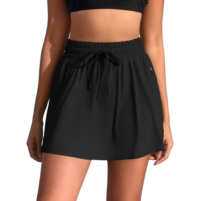 Charmo Jupes de Bain à Cordon pour Femmes, Taille Élastique, Bas de Bikini Tankini, Culottes Intégrées avec Poches