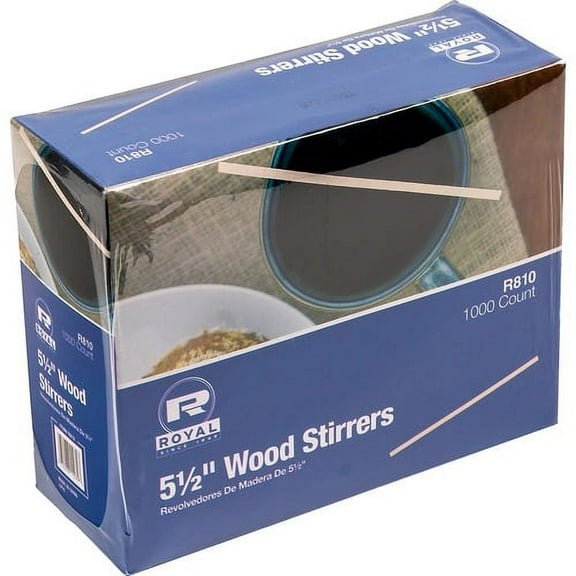 Royal Wood Coffee Stir Sticks - 5.5" Length - Birch Wood - 1000 / Box - Natural | Bundle of 5 Boxes