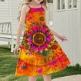 thumbnail image 7 of 11-12 Years Girls' Summer Floral Dress Kids Sleeveless Square Neck Smocked Flowy Dresses 5-14 Years, 7 of 7