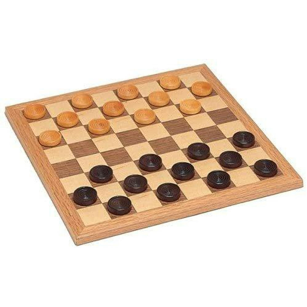 WE Games Old School Wooden Checkers Set 12 in.