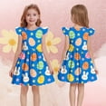thumbnail image 6 of NAISIBABY Girls Play Dresses, Summer Casual Ruffles Sleeve Crewneck Kids Flare Flowy Dresses Dark Blue Size 6, 6 of 7