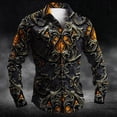 thumbnail image 2 of Mens Shirts Casual Carnival Gothic Festival Print Long Sleeve Top Dark Style Comfortable Shirt for Men Orange S, 2 of 5