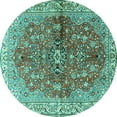 thumbnail image 1 of Ahgly Company Machine Washable Indoor Round Persian Turquoise Blue Traditional Area Rugs, 8' Round, 1 of 4