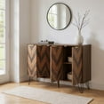 thumbnail image 1 of Homy Casa Buffet à Trois Portes avec Poignées Dorées et Étagères Ajustables, Armoire de Rangement pour Entrée, 1 of 10