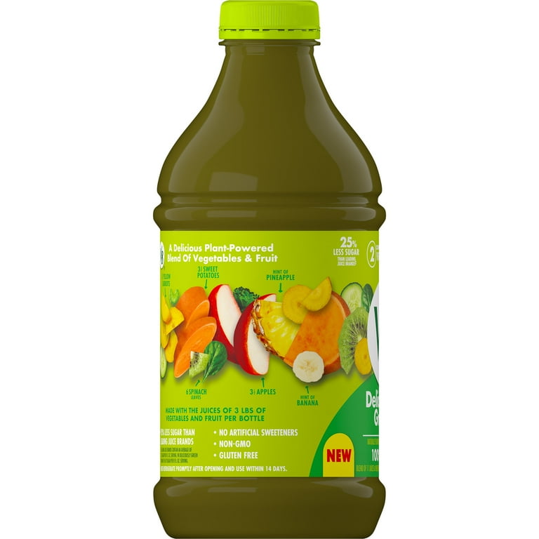 V8 Deliciously Green 100 Fruit and Vegetable Juice 46 fl oz Bottle Kiwi and Pineapple Blend Walmart