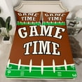 thumbnail image 2 of Manfei Game Time Twin Sheet Sets,Boy Ball Sport Twin Fitted Sheet,Green Brown Beige Flat Sheet For Kids,Luxury Bedroom Decor,3-Piece, 2 of 7