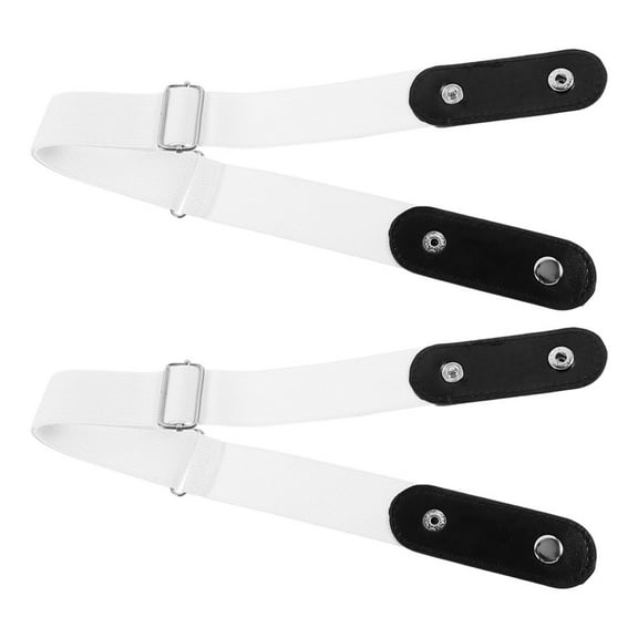 PENIKOKO Adjustable Stretchy Belt for Men and Women White Pu Leather 2Pcs for Everyday Use