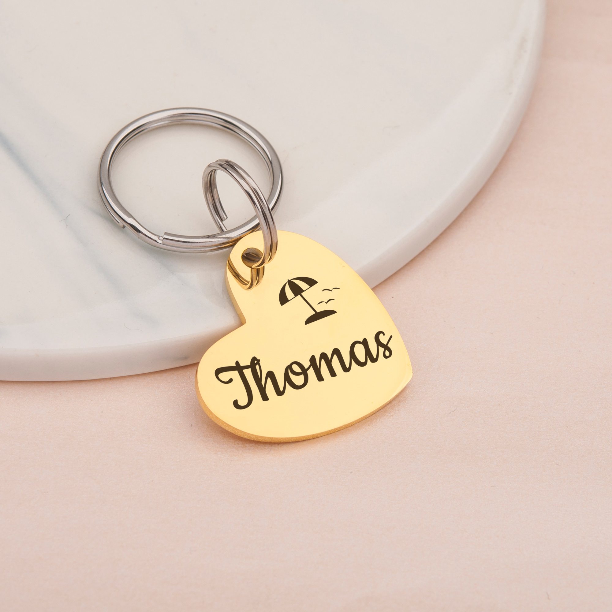 Anavia Metal & Stainless Steel Heart Cute Girl Engraved Dog ID Tag, Gold, L