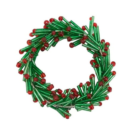 

SARO NR827.G Beaded Napkin Rings with Wreath Design - Set of 4