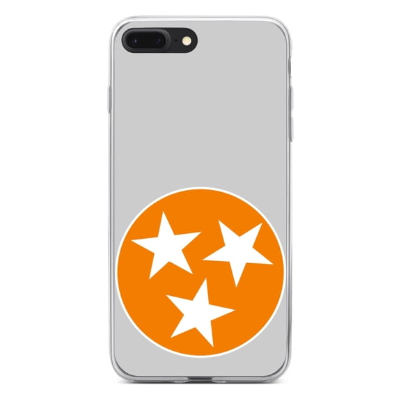 DistinctInk Clear Shockproof Hybrid Case for iPhone 7 PLUS / 8 PLUS (5.5" Screen) - TPU Bumper, Acrylic Back, Tempered Glass Screen Protector - Grey Orange Tennessee Flag - US State Flag