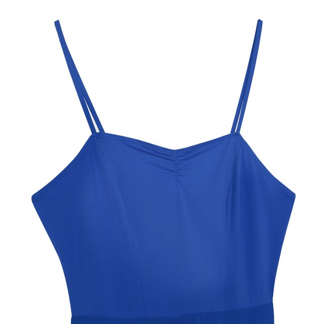 inhzoy Robe de Danse Lyrique pour Femmes en Chiffon Bretelles Spaghetti Asymétrique Robe de Bal Bleu m