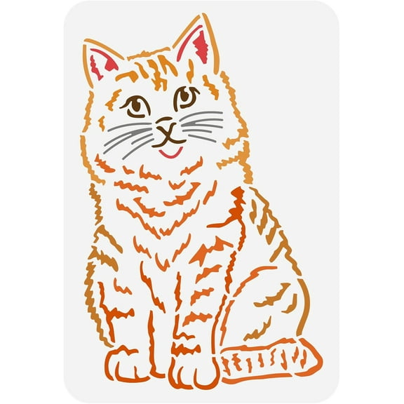 Cat Stencil for Painting 29.7x21cm Reusable Cat Drawing Stencil DIY Craft Cute Cat Pattern Template Animal Cat Stencil for Painting on Wall Furniture Wood and Paper