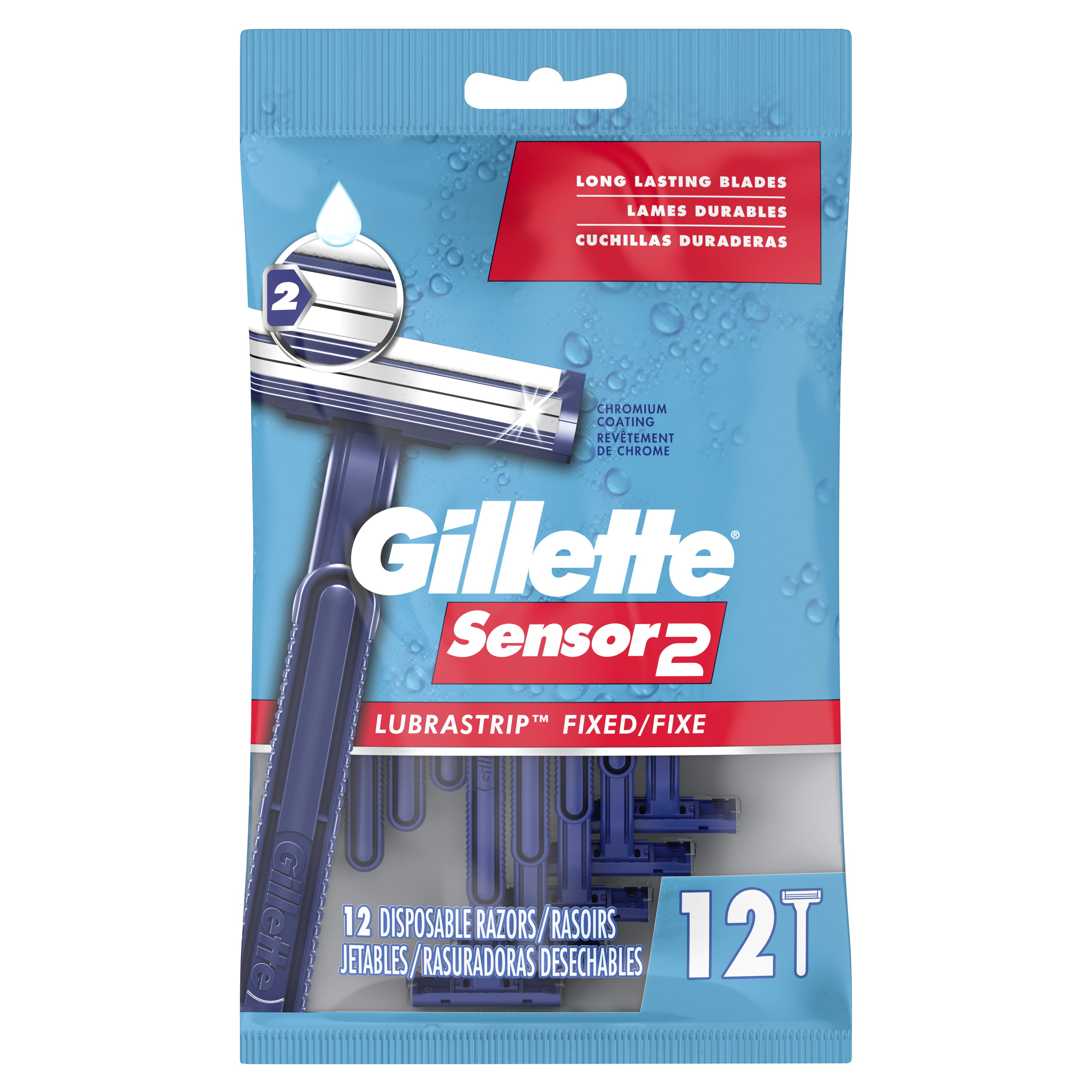 Gillette Sensor2 Disposable Razors for Men, 12 Count