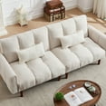 thumbnail image 6 of 81.1" Futon Sofa Bed, Upholstered Convertible Sofa Bed with 2 Pillows, Split Sofa,Modern Fabric Linen Couch with Wooden Legs & 2 Pillows for Apartment, Living Room, Studio,Beige, 6 of 12