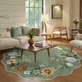 thumbnail image 3 of Moynesa 5' Floral Round Area Rug, Washable Rugs for Bedroom Ultra-Thin Soft Rug, Non-Slip Boho Circle Carpet for Living Room Bathroom Nursery Kitchen,Green, 3 of 8