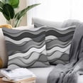 thumbnail image 2 of Black Grey Waves Outdoor Pillow Covers Pack of 2 Abstract Water Ripple Modern Gradient Waterproof Throw Pillow Covers Decorative Cushion Cases for Patio Garden Tent Balcony Couch 20x20 inch, 2 of 8