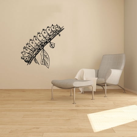 Realistic Caterpillar Tree Larvae Cute Animal Insect Insects Vinyl Design Wall Sticker Art Decal Boy Girl Kid Room Bedroom Nursery Kinder Playroom Home Decor Stickers Decoration Size (30x40 inch)