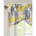 thumbnail image 2 of Yellow-Gray Leaves Texture Kitchen Valance Curtain Window Valance for Living Room Bedroom Tie Up Valance Curtain, 2 of 6