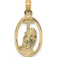 thumbnail image 4 of 14K Yellow Gold Praying Hands And Cross In Oval Charm Made United States k8327, 4 of 5