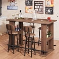 thumbnail image 3 of 63-Inch Bar Table – Wooden Coffee Bar Unit with Storage – Farmhouse Counter Height Pub Table with Metal Footrest – Kitchen, Dining Room, Living Room, Bistro – Walnut Finish, 3 of 7