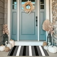 thumbnail image 2 of KaHouen Black and White Striped Rug 27.5 x 43 Inches Cotton Hand-Woven Reversible Foldable Washable Outdoor Rug Stripe for Layered Door Mats Porch/Front Door (Birmingham Stripe), 2 of 8