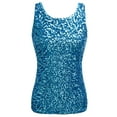 thumbnail image 4 of PrettyGuide Women Shimmer Glam Sequin Embellished Sparkle Tank Top Vest Tops Lake Blue M, 4 of 6