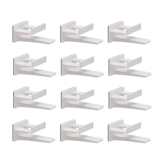 Baoblaze 12 Pieces Multipurpose Hat Hooks for Wall Mounted No Strong Hold Holder Baseball white