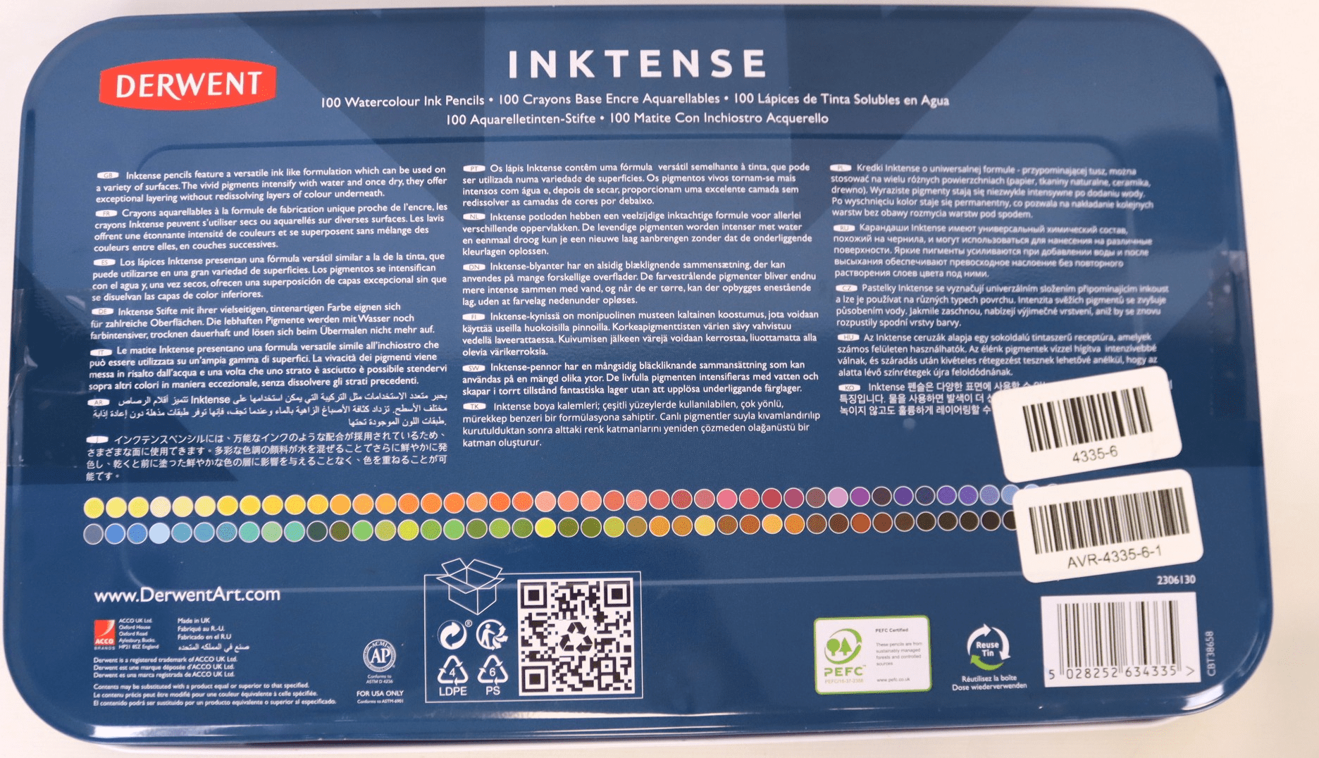 Derwent Inktense Pencil Assorted Color Set (100 Pieces)