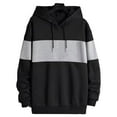 thumbnail image 5 of Lohuatrd Men Autumn Winter Hoodie Plush Color Matching Drawstring Loose Pullober Long Sleeve Elastic Cuff Warm Soft Mid Length Men Streetwear Hoodie, 5 of 8