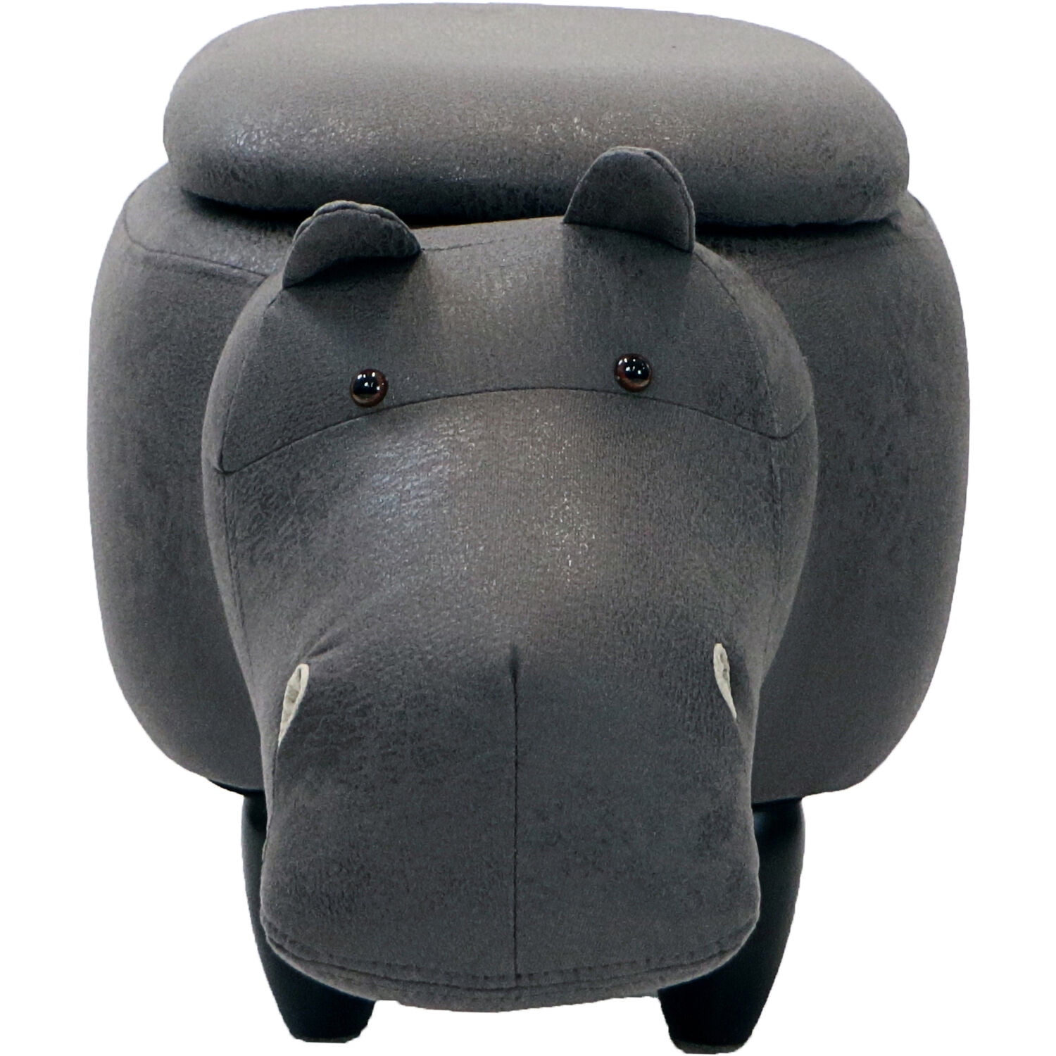 Critter Sitters 15-In. Seat Height Dark Gray Hippo Animal Shape Storage Ottoman - Furniture for Nursery, Bedroom, Playroom, and Living Room Decor