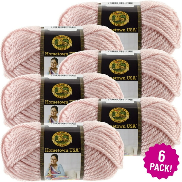 Lion Brand Hometown USA Yarn Providence Pink, Multipack of 6