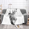 UltraSoft Micro Fleece Blanket,Elk Stag Deer Head Sketch Graphics
