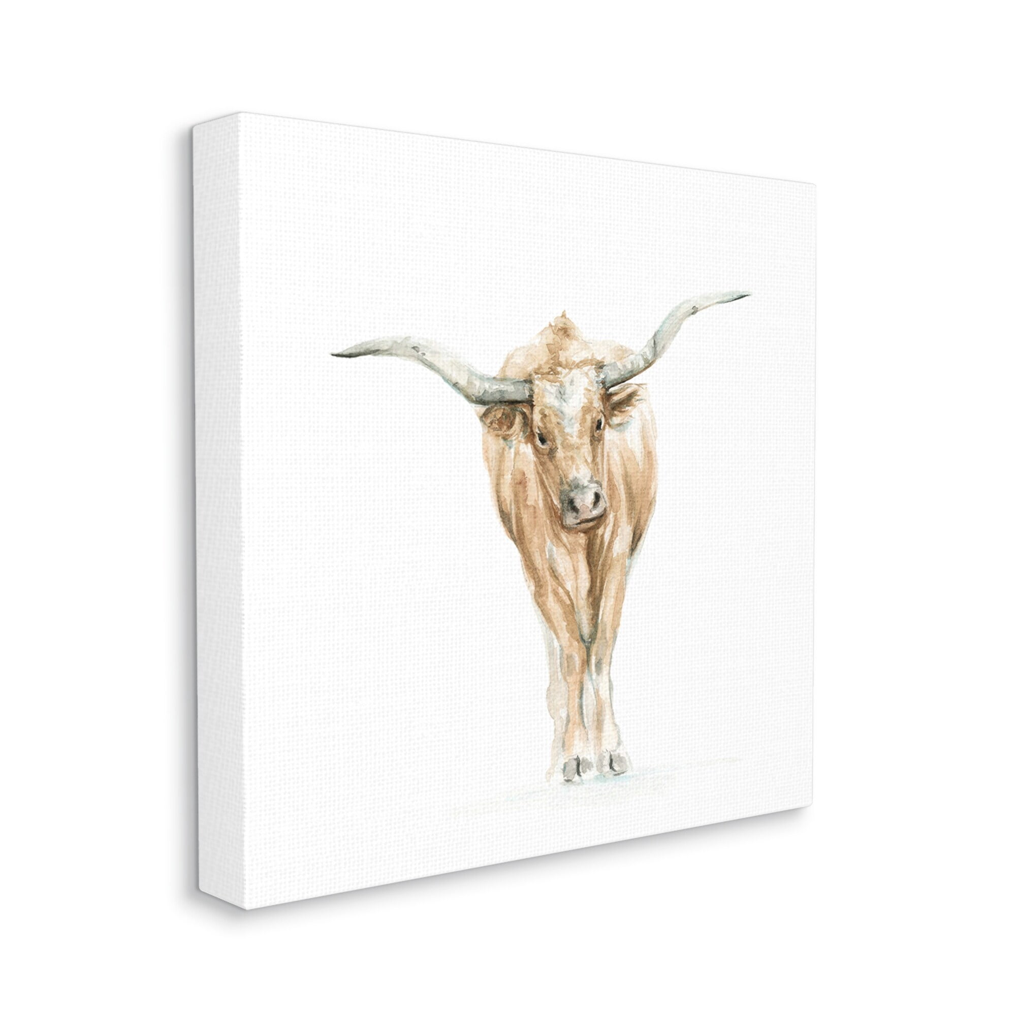 Stupell Industries Longhorn Cattle Watercolor Portrait Children's Wild Animal, 30 x 30,Design by Fox Hollow Studios