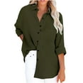 thumbnail image 2 of LYXSSBYX Womens Long Sleeve Dress Hot Sale Clearance Women's Funny Fashion Solid Color Buttons Long Sleeve Loose Tops Blouse, 2 of 5