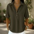 thumbnail image 3 of Jeans Shirt for Women Loose Fit Vintage Washed Denim T Shirt Summer Lightweight Going Out Jean Top Casual Polo Shirts Light Green L, 3 of 6