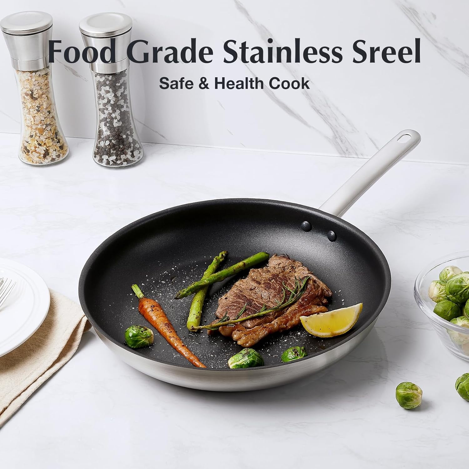 Koch Systeme CS 10 Piece Stainless Steel Pots and Pans Set, Cookware Set with Nonstick Coating for Professional Cooking, Oven & Dishwasher Safe