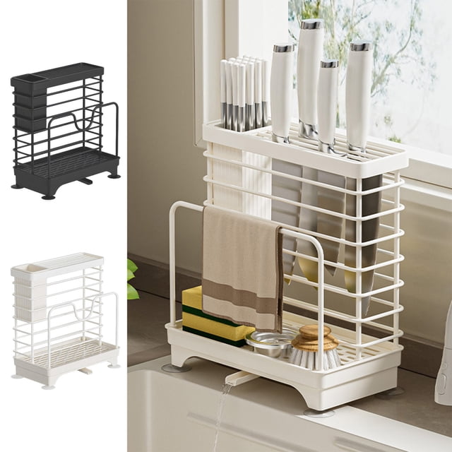 JASKFLY Metal Shelves Metal Kitchen Knife Storage Rack with Cutting Board Holder