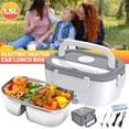 thumbnail image 3 of MDHAND 1.5L Electric Lunch Box, 12V/24V/110V Portable Food Warmer, 304 Stainless Steel, Leak Proof, with Fork & Spoon, 3 of 7