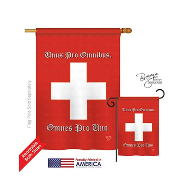 Breeze Decor 08099 Drapeau de Maison à Double Impression Verticale Suisse - 28 x 40 Po.