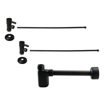Westbrass Console Sink Trim Kit with European flat trap and 1/4-Turn Lever Handle Angle Stops, Oil Rubbed Bronze