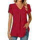 thumbnail image 2 of 2025 Top túnica de manga corta con cuello en V de gasa para mujer, ideal para leggings - Mezcla ligera de rayón, tallas S-XXL, 2 of 6