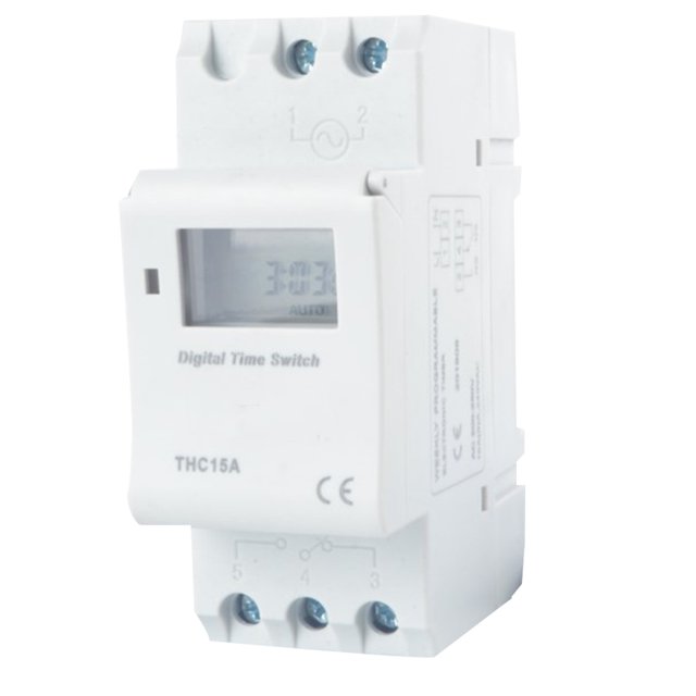 Interruptor de tiempo electrónico programable semanal con montaje en riel de alimentación con pantalla LCD digital de 7,5 VA Eigraketly DZ4926-04
