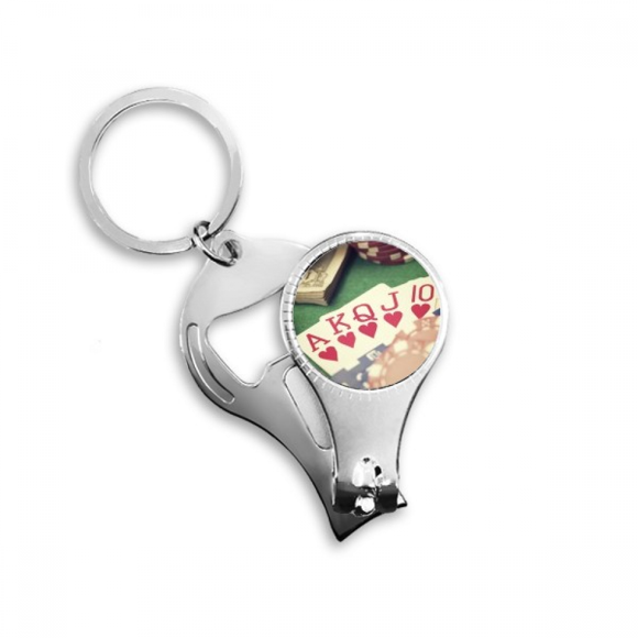 hearts flush poker gambling photo nail nipper key chain bottle opener clipper