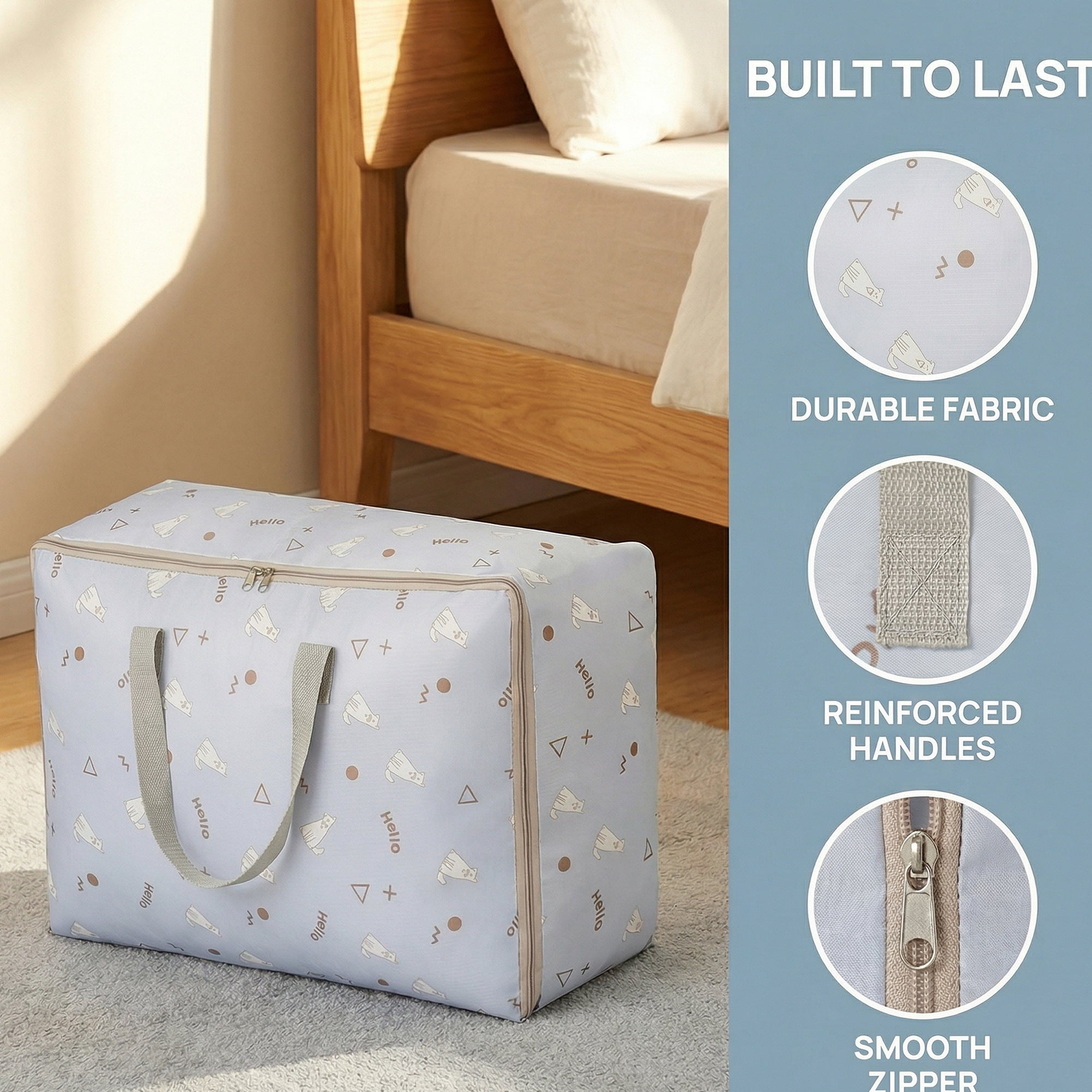 Unique Bargains Clothes Storage Bags for Organizing Clothing Light Blue 23.2"x19.7"x10.6"