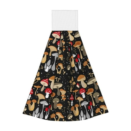 

Adobk Various Mushrooms Print Coral Velvet Hand Wipes Fashion Hanging Kitchen Towel for Bathroom Washcloth Absorbent Tie Towel