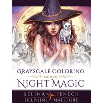 Night Magic - Grayscale Coloring Edition, (Paperback)