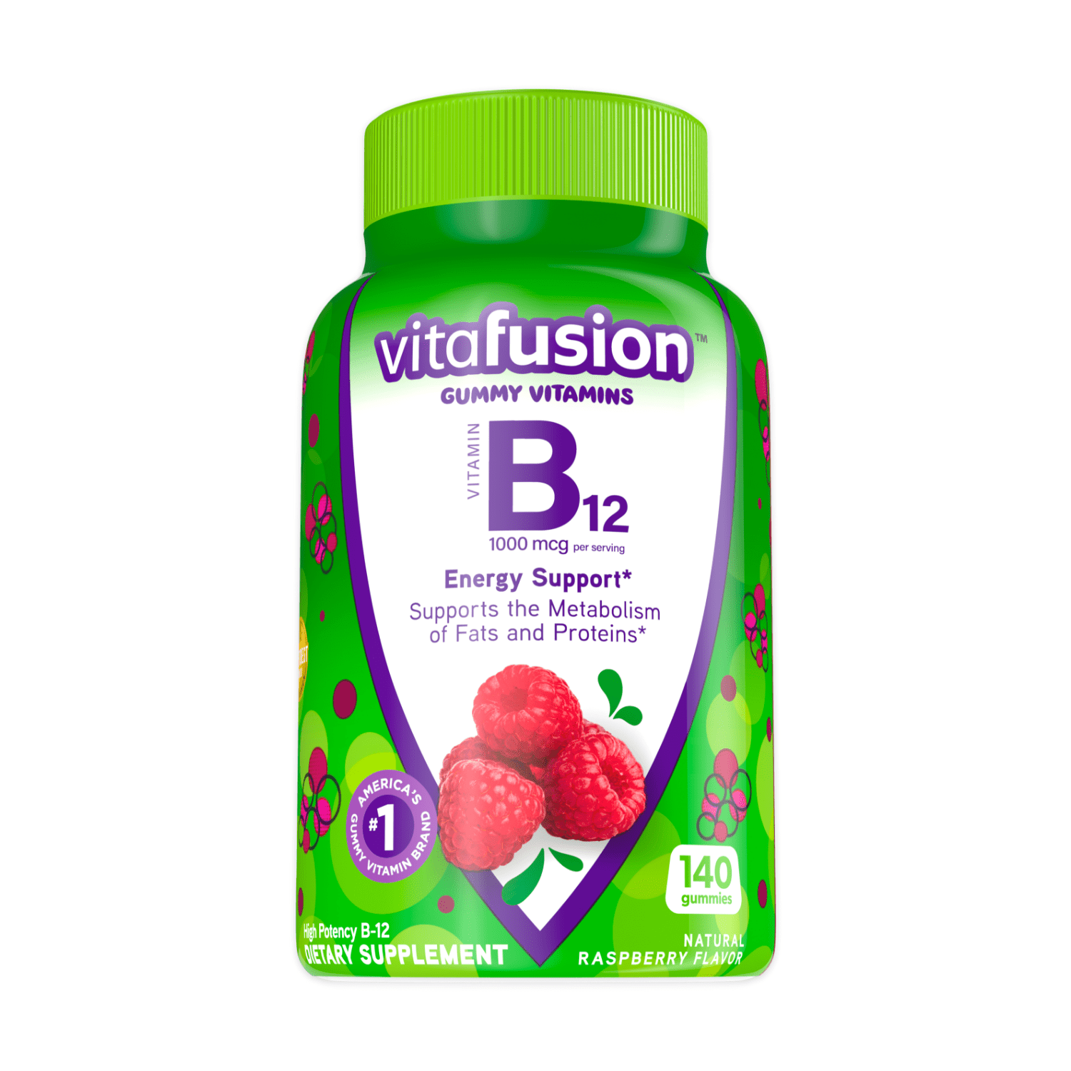 vitafusion Vitamin B12 Gummy Vitamins, Raspberry Flavored, 140 Count