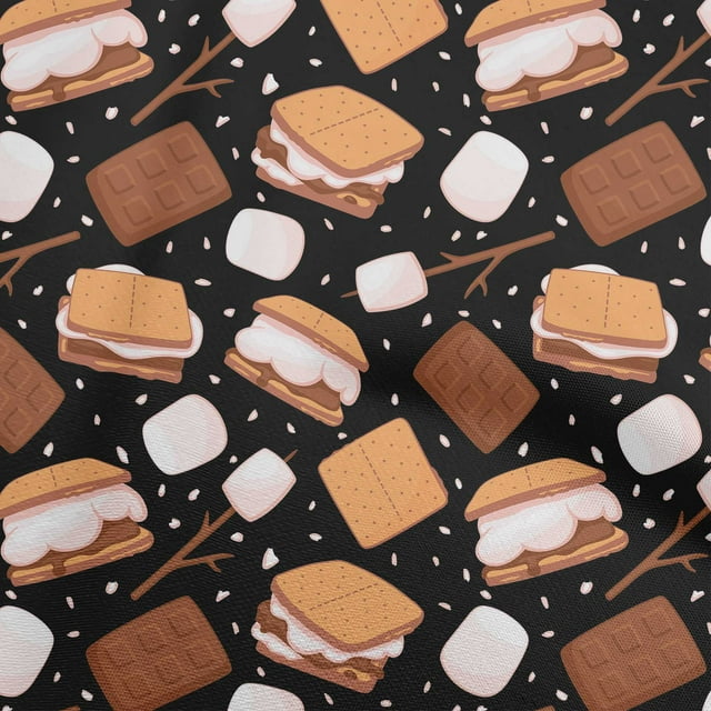 oneOone Cotton Flex Black Fabric Food Craft Projects Decor Fabric Printed By The Yard 40 Inch Wide